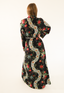 Back view of full length couture robe in Liberty of London floral silk