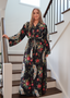 Saint Liberté brand full length couture robe in black with Liberty of London floral silk fabric