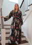  Saint Liberté brand full length couture robe in black with Liberty of London floral silk fabric